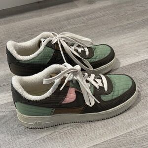 Nike Air Force 1 Low “Toasty” Patchwork Sherpa Sneakers